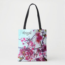 Roze Cherry-bloesems - monogrammen Tote Bag