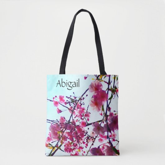 Roze Cherry-bloesems - monogrammen Tote Bag (Voorkant)