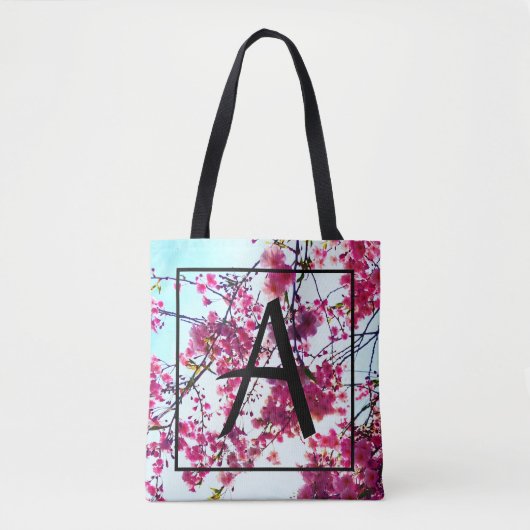Roze Cherry-bloesems - monogrammen Tote Bag (Voorkant)