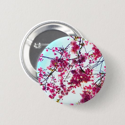 Roze Cherry-bloesems Ronde Button 5,7 Cm (Voorkant /achterkant)