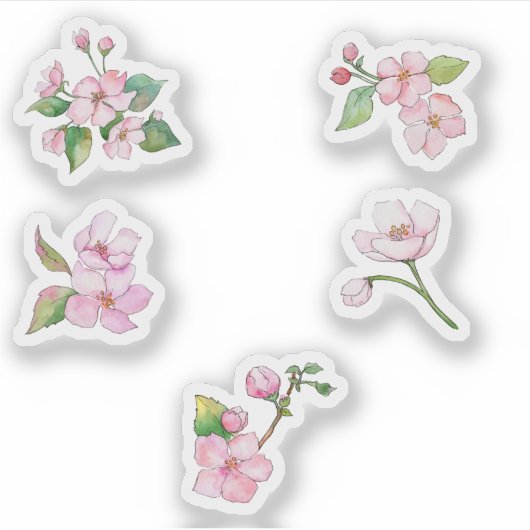 Roze Cherry Blosbezems Eigen vinylSticker Sticker (Voorkant)