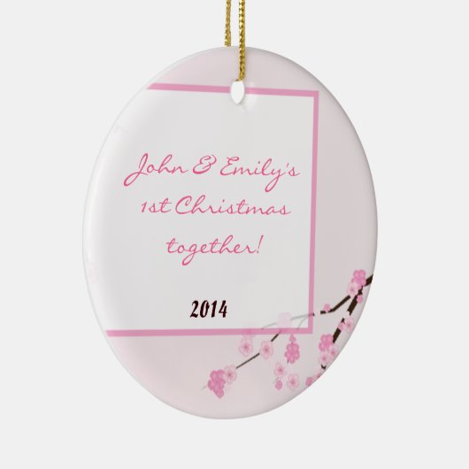 Roze Cherry Blosom Persoonlijke naam Ornament (Rechts)