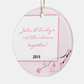 Roze Cherry Blosom Persoonlijke naam Ornament (Links)