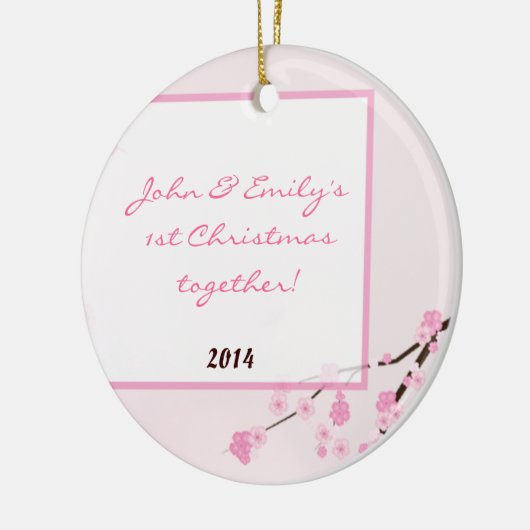 Roze Cherry Blosom Persoonlijke naam Ornament (Links)