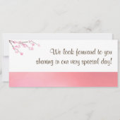 Roze Cherry Bloss Boarding Pass Weddenschap Kaart (Achterkant)