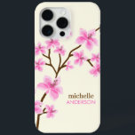 Roze Cherry Blossingboom iPhone 15 Pro Max Hoesje<br><div class="desc">Roze kersen bloesbloemen</div>