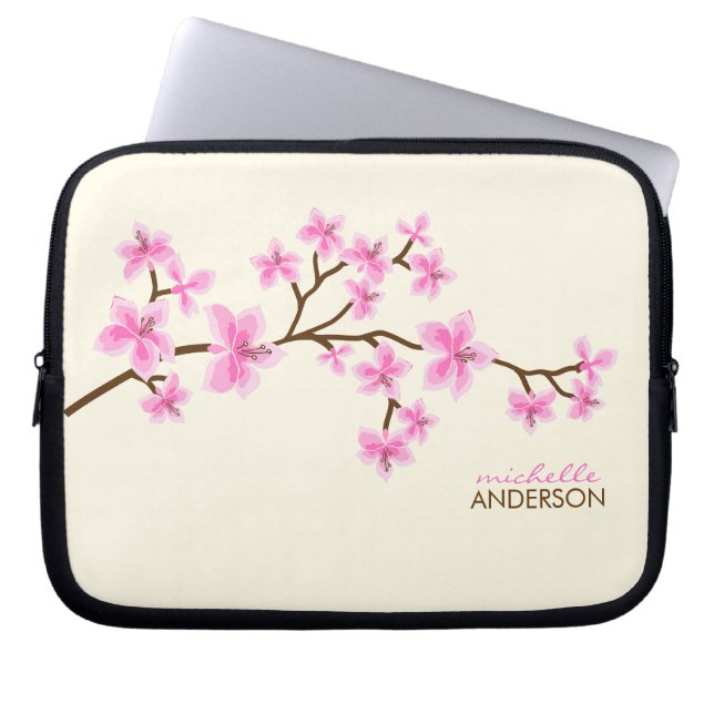 Roze Cherry Blossingboom Laptop Sleeve (Voorkant)