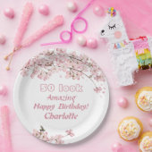 Roze Cherry Blossom 50th Birthday Party Papieren Bordje (Feest)