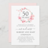 Roze Cherry Blossom 50th Wedding Jubileum Kaart (Voorkant / Achterkant)