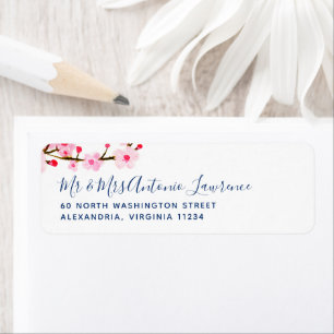 Roze Cherry Blossom Address Label