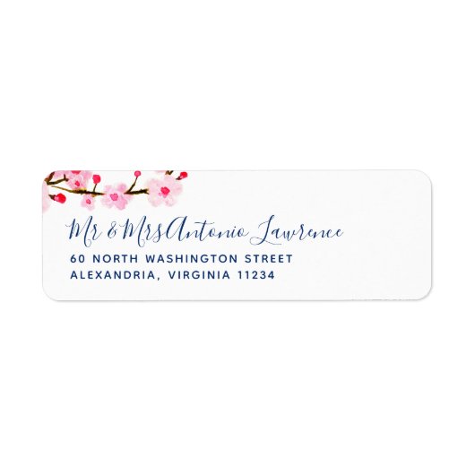 Roze Cherry Blossom Address Label (Voorkant)