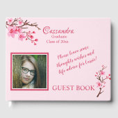 Roze Cherry Blossom Afstuderen Guest Book Gastenboek (Voorkant)