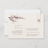 Roze Cherry Blossom Asian Wedding Reception Kaart (Voorkant)