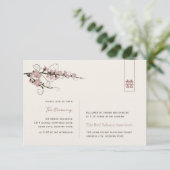 Roze Cherry Blossom Asian Wedding Reception Kaart (Staand voorkant)
