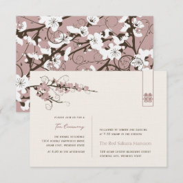 Roze Cherry Blossom Asian Wedding Reception Kaart