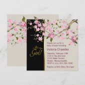 Roze Cherry Blossom Baby Douche Uitnodigingen (Voorkant / Achterkant)