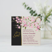 Roze Cherry Blossom Baby Douche Uitnodigingen (Staand voorkant)