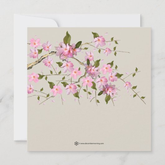 Roze Cherry Blossom Baby Douche Uitnodigingen (Achterkant)