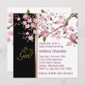 Roze Cherry Blossom Baby Douche Uitnodigingen (Voorkant / Achterkant)