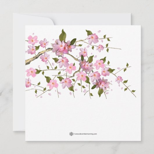 Roze Cherry Blossom Baby Douche Uitnodigingen (Achterkant)