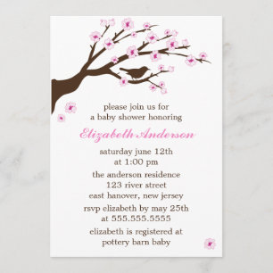 Roze Cherry Blossom Baby shower Kaart