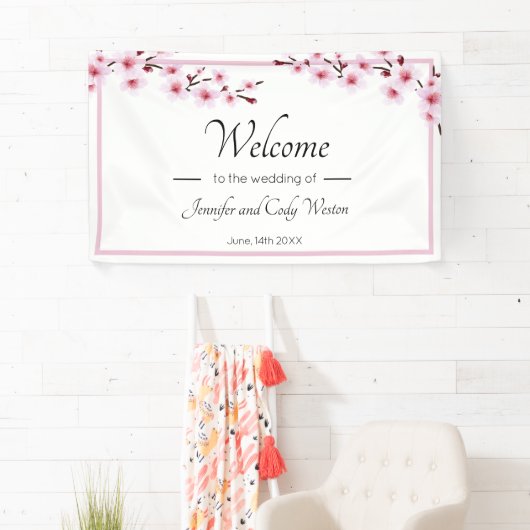 Roze Cherry Blossom Banner Sign (Insitu)