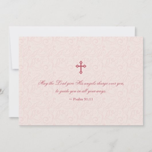 Roze Cherry Blossom Bird Bevestiging Uitnodiging (Achterkant)