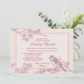 Roze Cherry Blossom Bird First Communie Kaart (Staand voorkant)