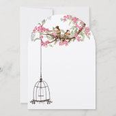 Roze Cherry Blossom  Birds Birdcage Wedding Kaart (Achterkant)
