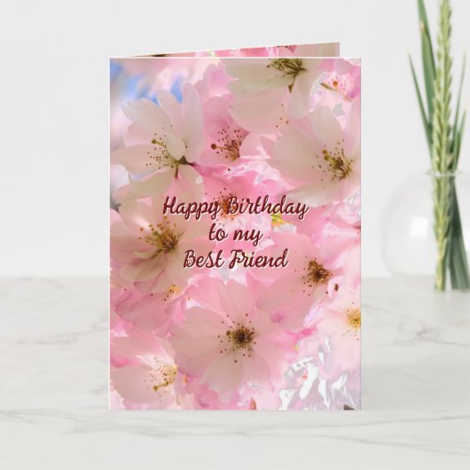 Roze Cherry Blossom Birthday Blessings Card Kaart (Voorkant)