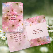 Roze Cherry Blossom Birthday Blessings Card Kaart