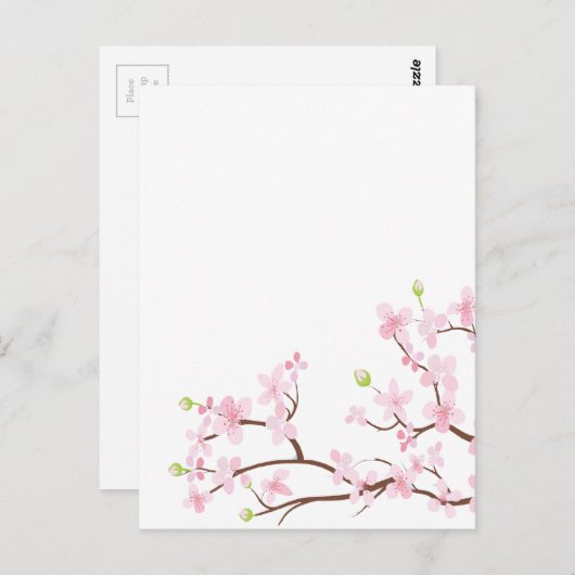 Roze Cherry Blossom Blank Briefkaart (Voorkant / Achterkant)