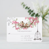 Roze Cherry Blossom Blauwgroen Birds Birdcage RSVP (Staand voorkant)