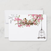Roze Cherry Blossom Blauwgroen Birds Birdcage RSVP (Achterkant)
