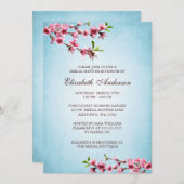 Roze Cherry Blossom Blue Vrijgezellenfeest Kaart (Voorkant / Achterkant)