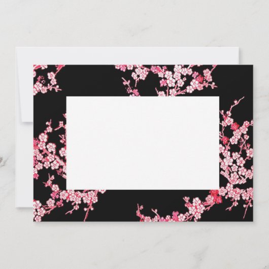 Roze Cherry Blossom Border Invitation Kaart (Voorkant)