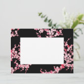 Roze Cherry Blossom Border Invitation Kaart (Staand voorkant)