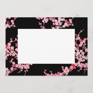 Roze Cherry Blossom Border Invitation Kaart