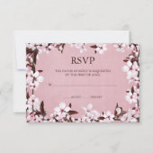 Roze Cherry Blossom Border RSVP Responskaarten (Voorkant)