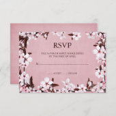 Roze Cherry Blossom Border RSVP Responskaarten (Voorkant / Achterkant)