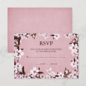 Roze Cherry Blossom Border RSVP Responskaarten Kaartje (Voorkant / Achterkant)