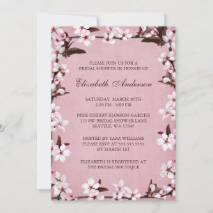 Roze Cherry Blossom Border Vrijgezellenfeest Kaart