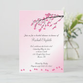 Roze Cherry Blossom Bridal Shower Uitnodiging (Staand voorkant)