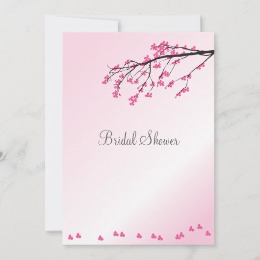 Roze Cherry Blossom Bridal Shower Uitnodiging (Achterkant)