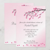 Roze Cherry Blossom Bridal Shower Uitnodiging (Voorkant / Achterkant)