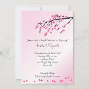 Roze Cherry Blossom Bridal Shower Uitnodiging