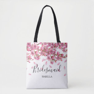Roze Cherry Blossom Bridesmaid Tote Bag