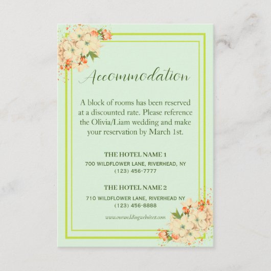 Roze Cherry Blossom , bruiloft Accommodatie Informatiekaartje (Voorkant)