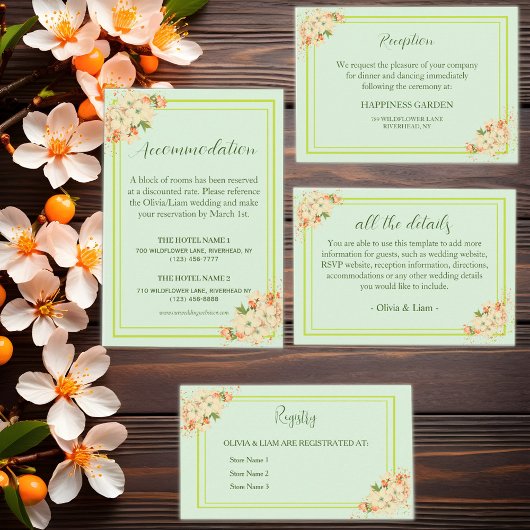 Roze Cherry Blossom , bruiloft Accommodatie Informatiekaartje