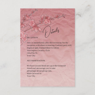 Roze Cherry Blossom Bruiloft Behuizing Details Kaa Informatiekaartje